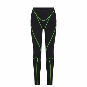SKIMS Black Leggings with Neon Green Trim